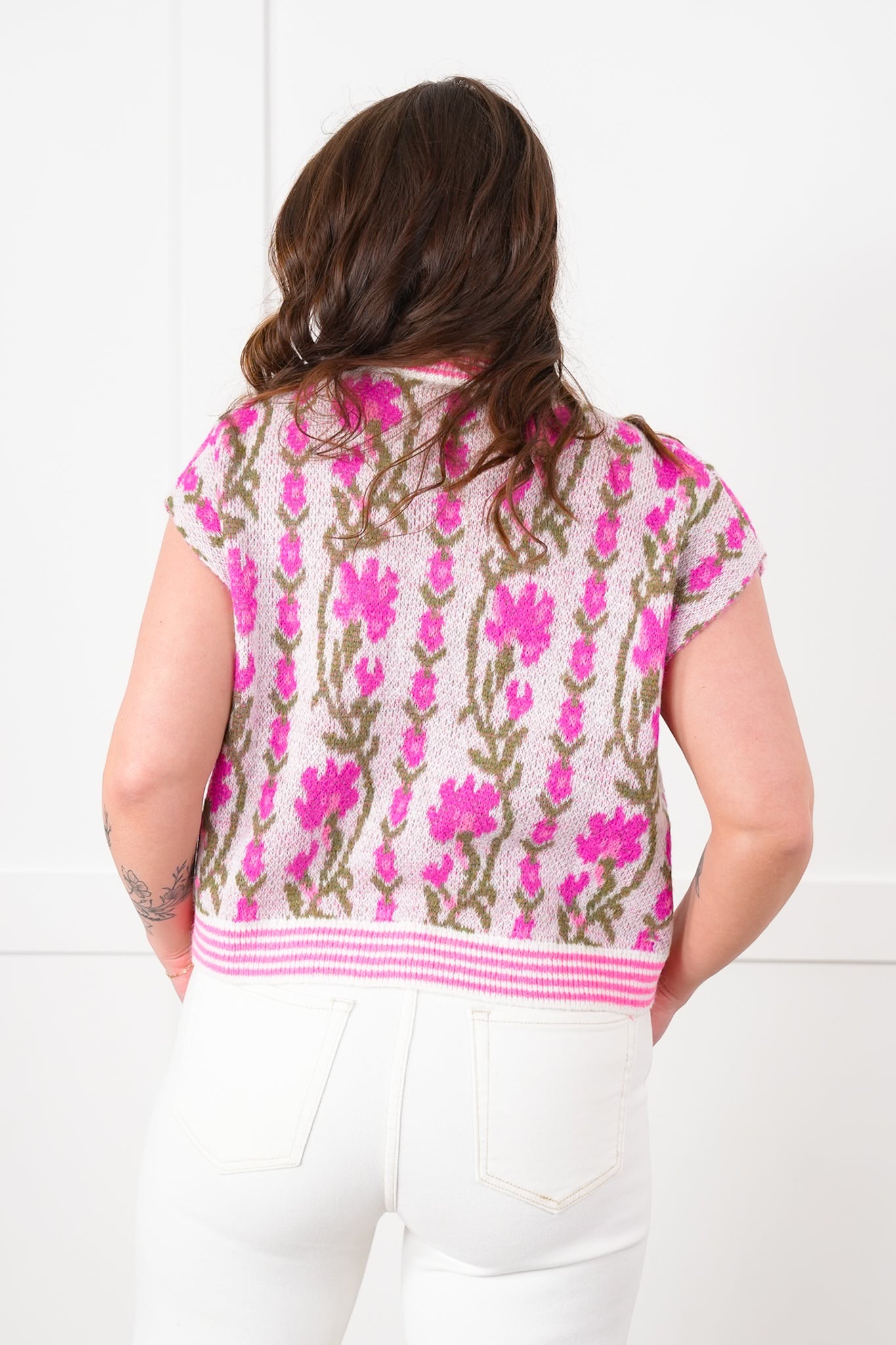 Floral Button Down Sweater Vest
