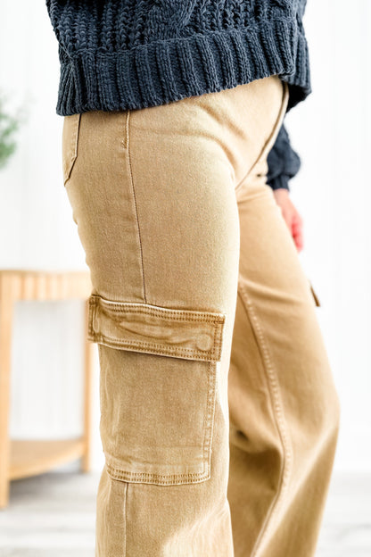 Rise Love you a Latte Mocha High Rise Wide Leg Cargo Jeans