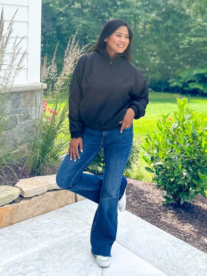 Long Sleeve 1/4 Zip Woven Jacket With Fleece Lining (Multiple Colors)