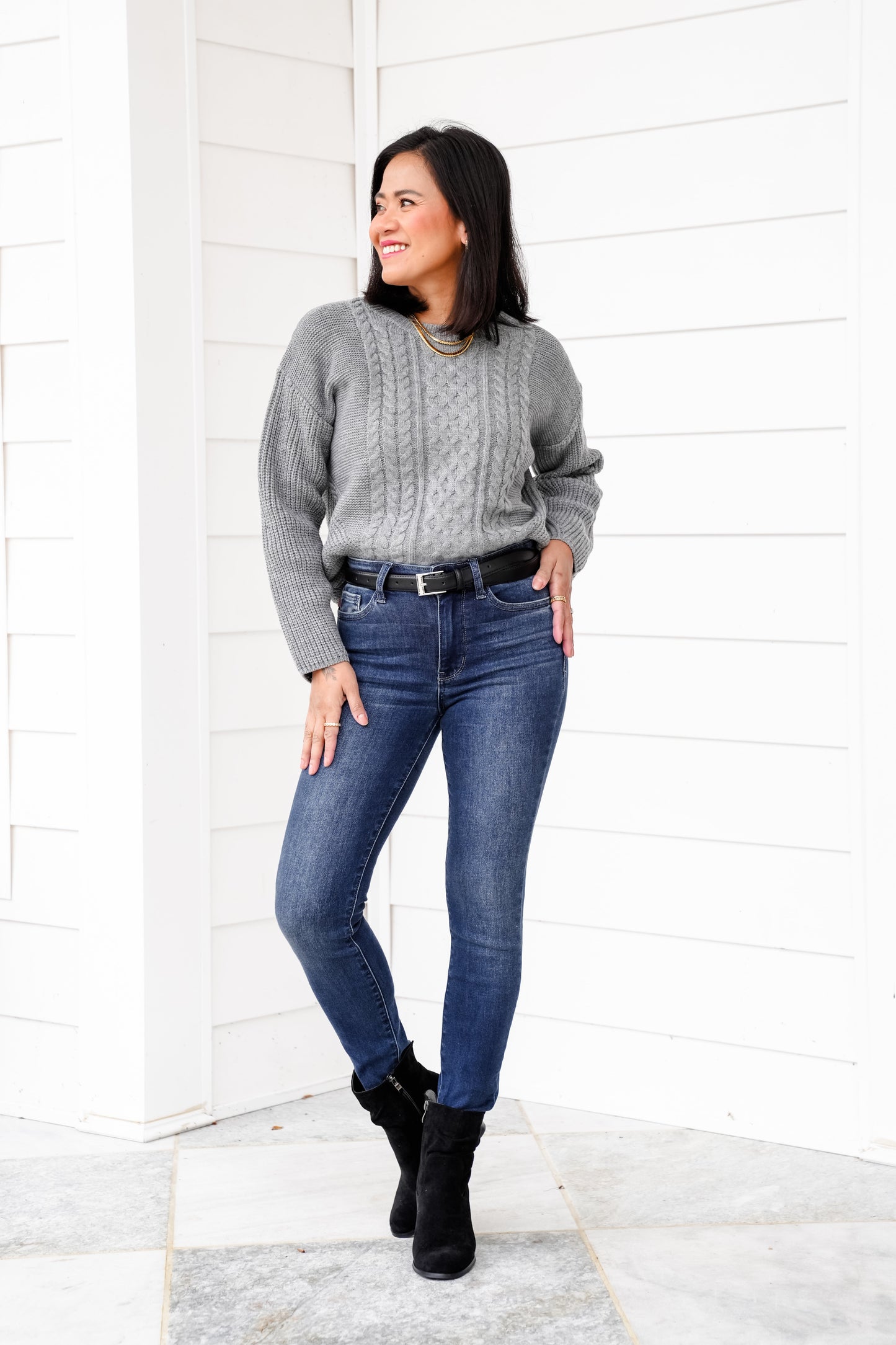 Judy Blue Mid Rise Dark Wash Thermal Skinny Jeans