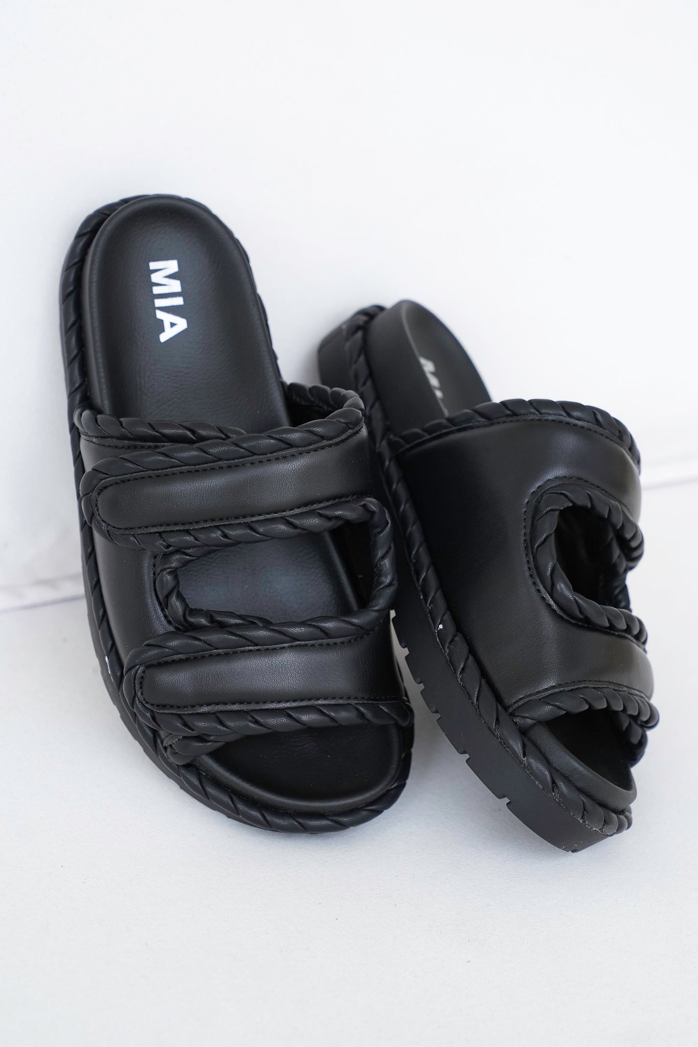 MIA Quilted Sandals with Braided Detailing