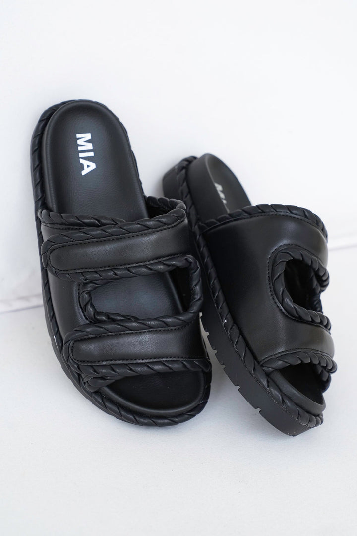 MIA Quilted Sandals with Braided Detailing