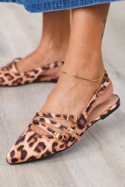 Slingback Pointy toe Flats with Buckle Straps