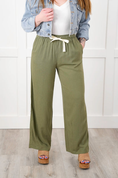Door Buster! Zenana Drawstring Linen Pants