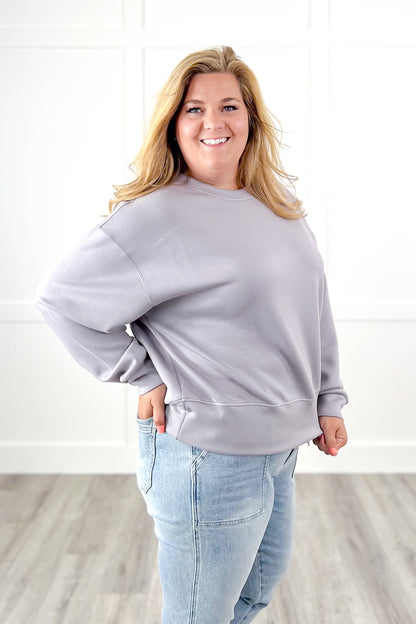 Long Sleeve Crew Neck Scuba Knit Sweatshirt
