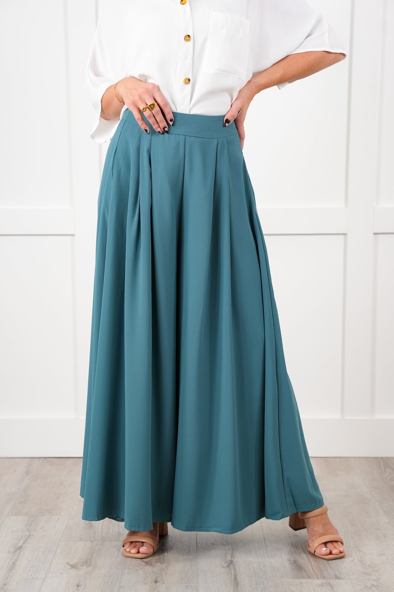 Pleated High Waist Wide Leg Pants