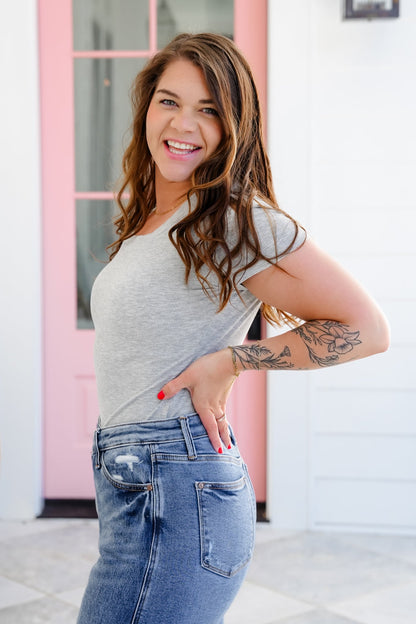 Short Sleeve Ribbed Knit Bodysuit