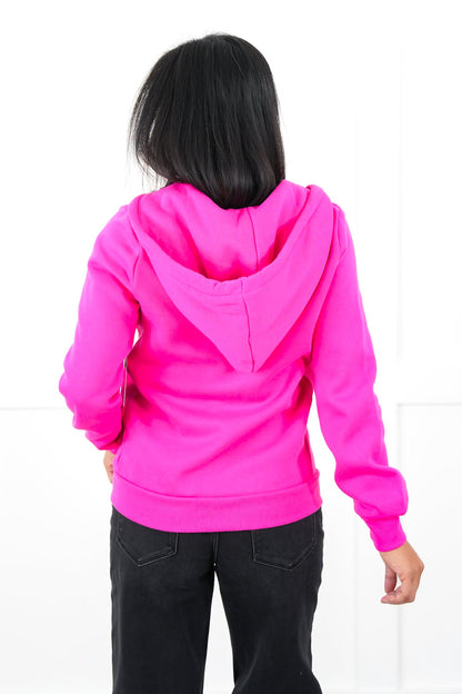 Solid Long Sleeve Zip Up Hoodie