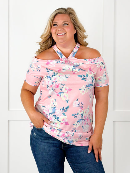 Plus/Reg  Heimish Halter Neck Multi Floral Print Top