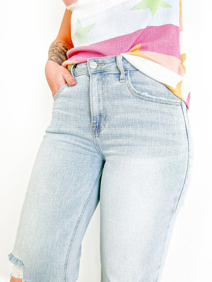 Risen The Alexandra (my fave!!) Light Wash High Rise Straight Leg Cropped Jeans