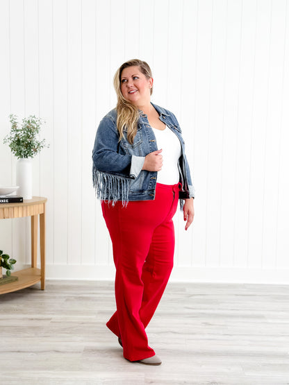 Judy Blue Red Hot High Rise Red 90's Straight Leg Jeans