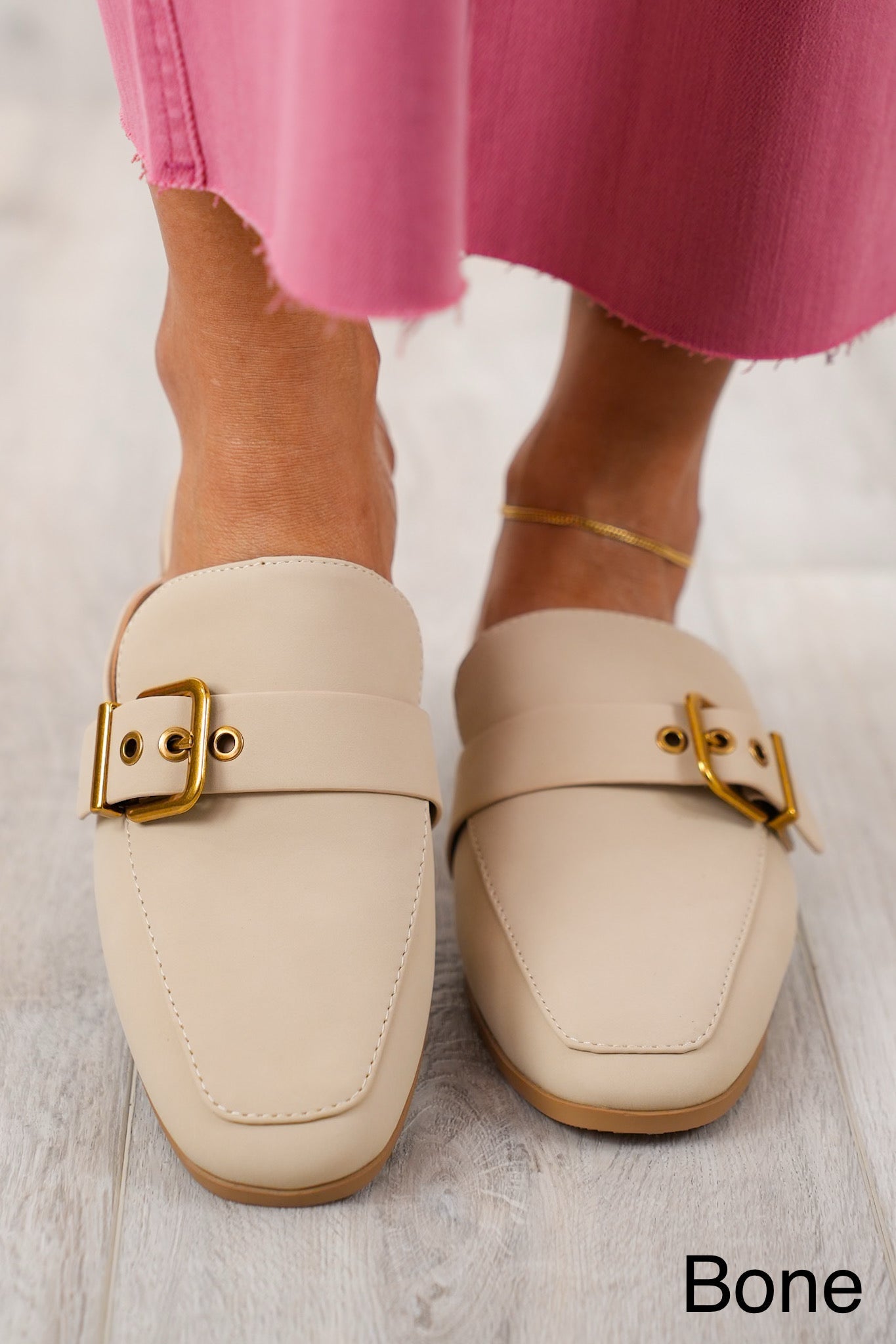 Slip on Mule Loafer with Adjustable Metal Buckle