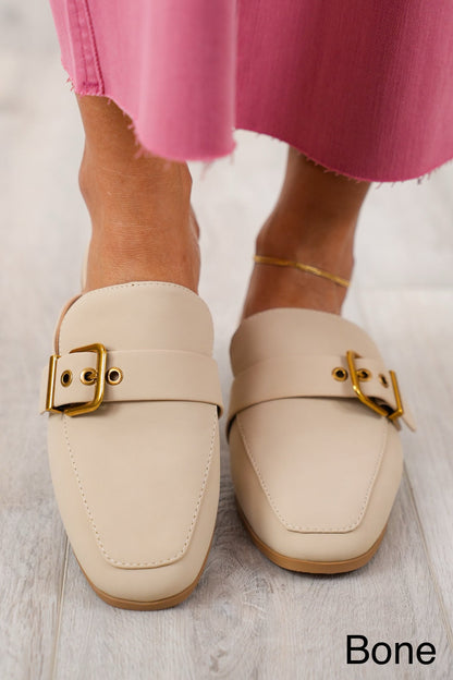 Slip on Mule Loafer with Adjustable Metal Buckle