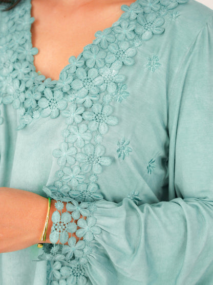 Restocks! POL Floral Embroidered Long Sleeve V-Neck Top (Multiple Colors)