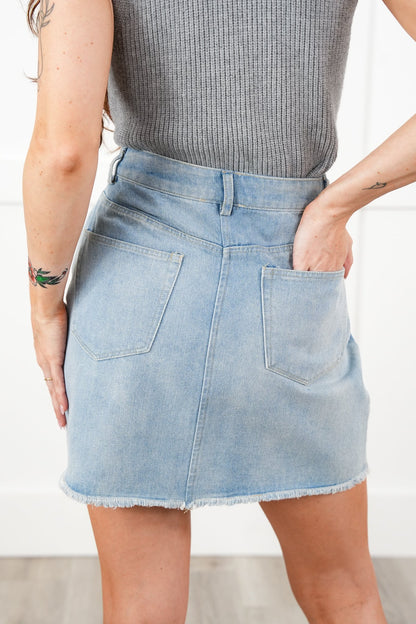 Denim Mini Skirt With Leopard Detail