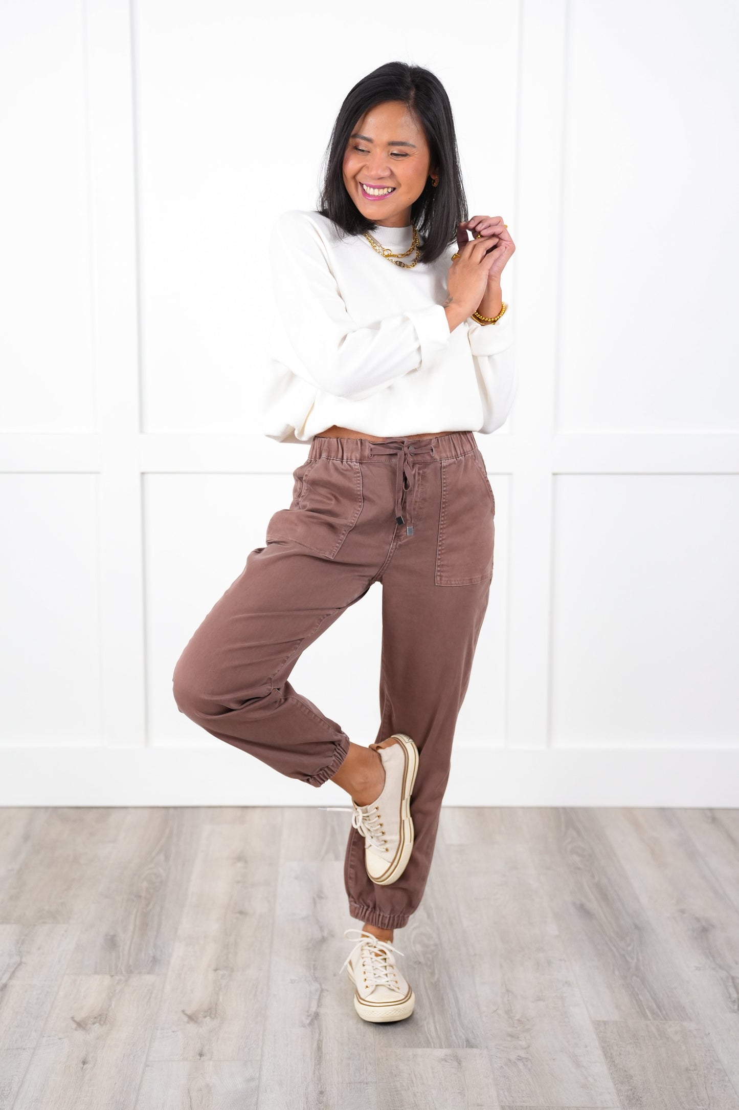 Mica High Rise Brown Cropped Jogger