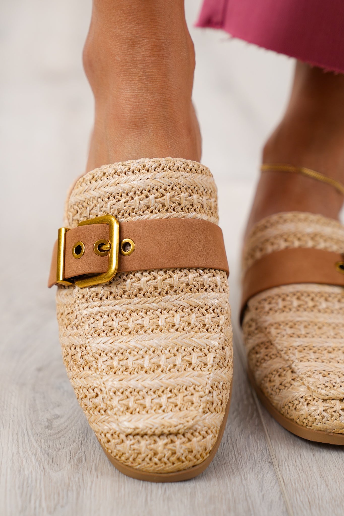 Slip on Mule Loafer with Adjustable Metal Buckle