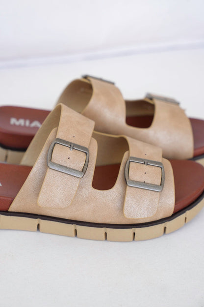 MIA Adjustable Double Buckle Slip On Sandal