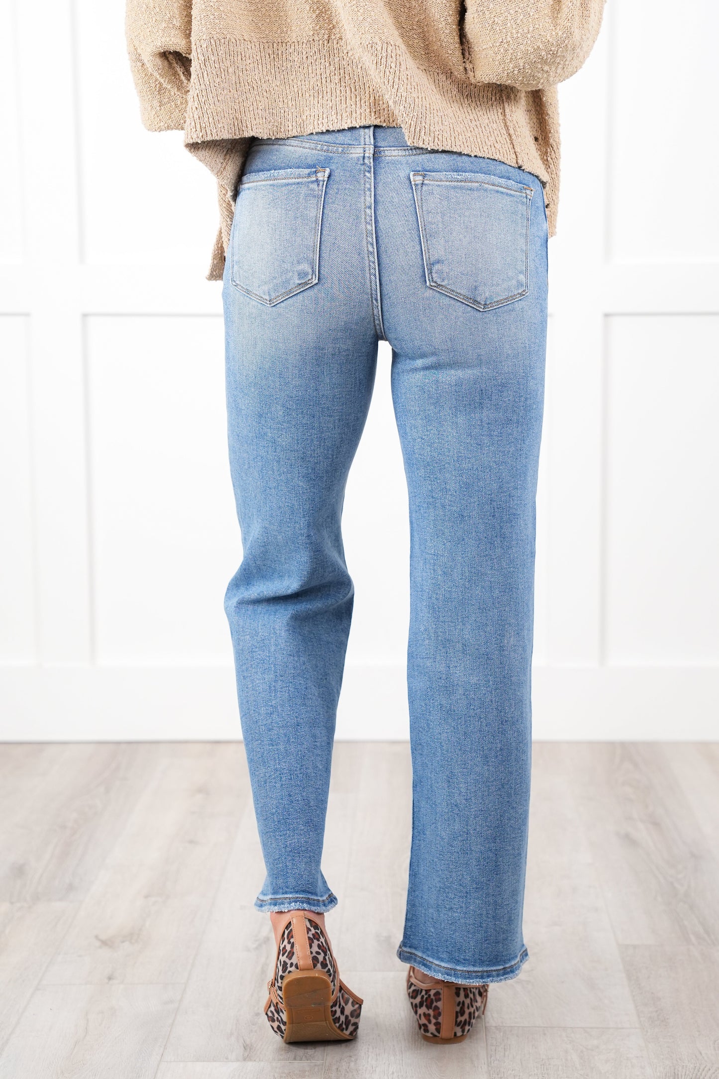 Risen Day Dreamer High Rise Light Wash Relaxed Straight Leg Ankle Jeans