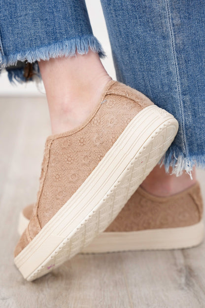 Blowfish Low Top Lace Up Sneaker with Quilted Embroidered Detailing