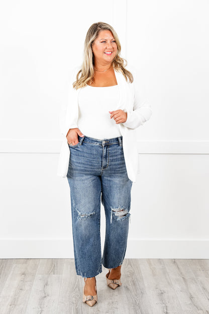 Judy Blue About Last Night Light Wash Destroyed Wide Leg Cropped Jeans