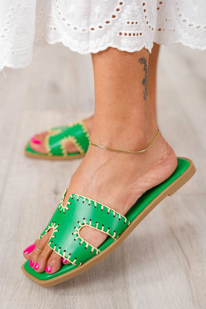 Flat Slip On Sandal with Cut Out Strap