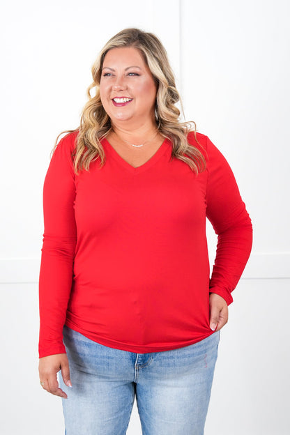 Door Buster! Plus/Reg Zenana Microfiber Long Sleeve V-Neck Tee