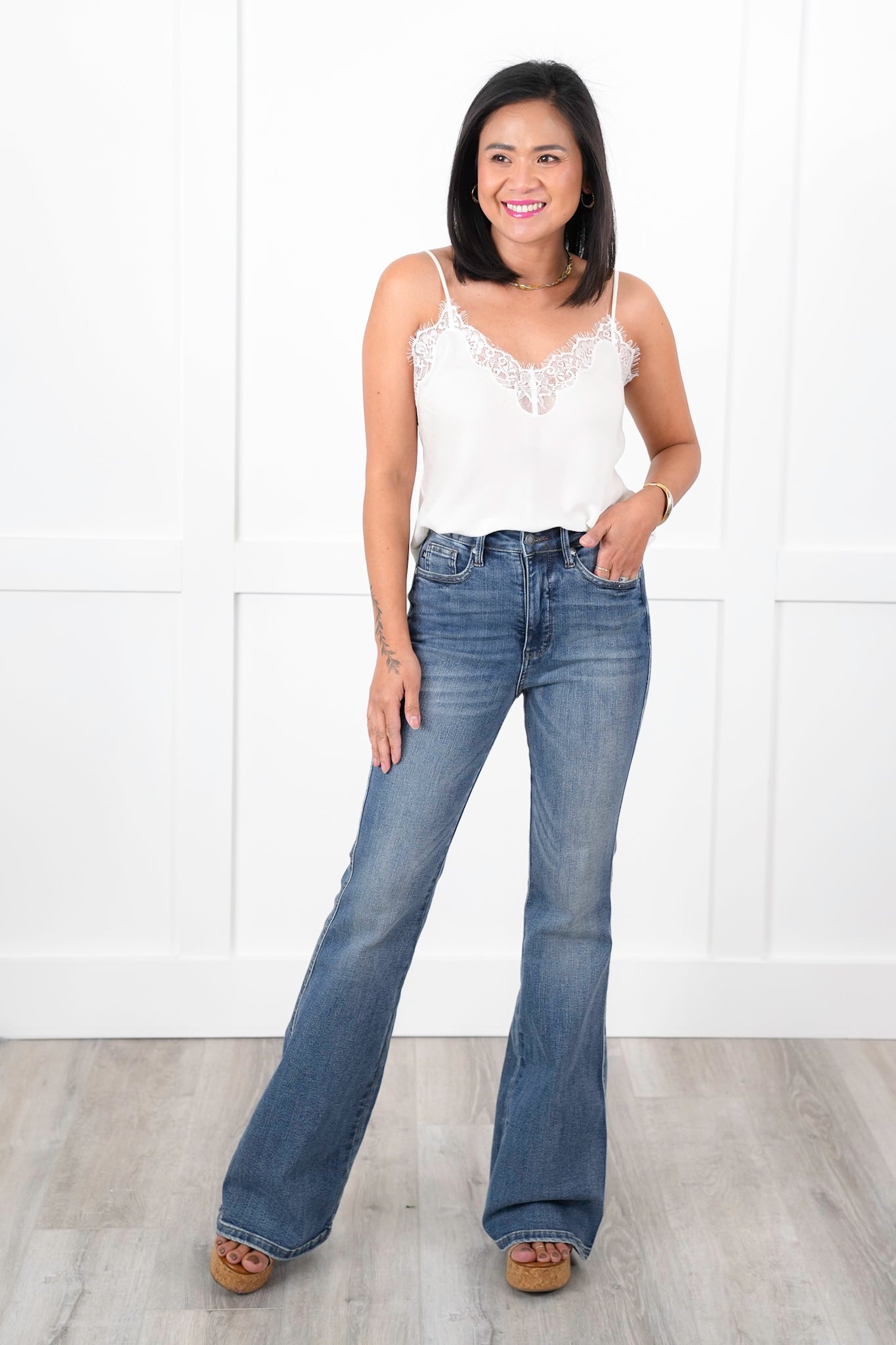 Restocks! Satin Cami Top with Lace Detail