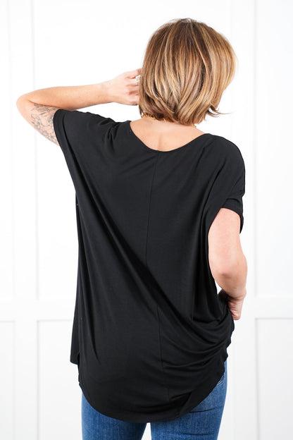 Solid Short Sleeve Scoop Neck Tunic Top (Multiple Colors)