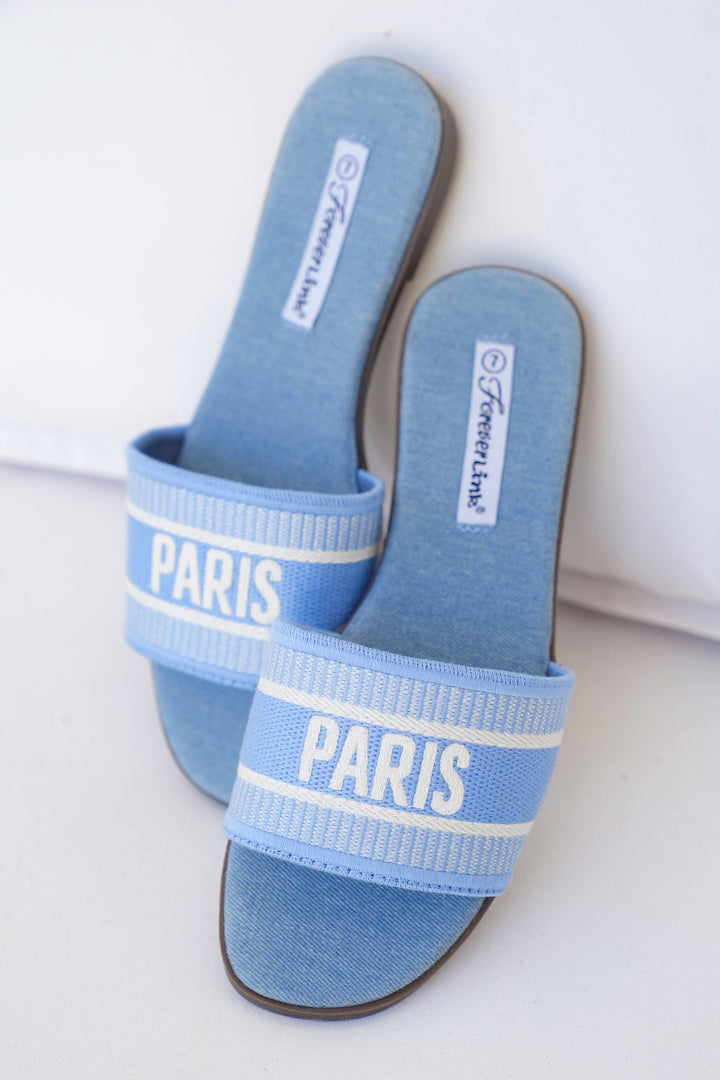 Casual Slide Sandal with Textured Fabric Strap