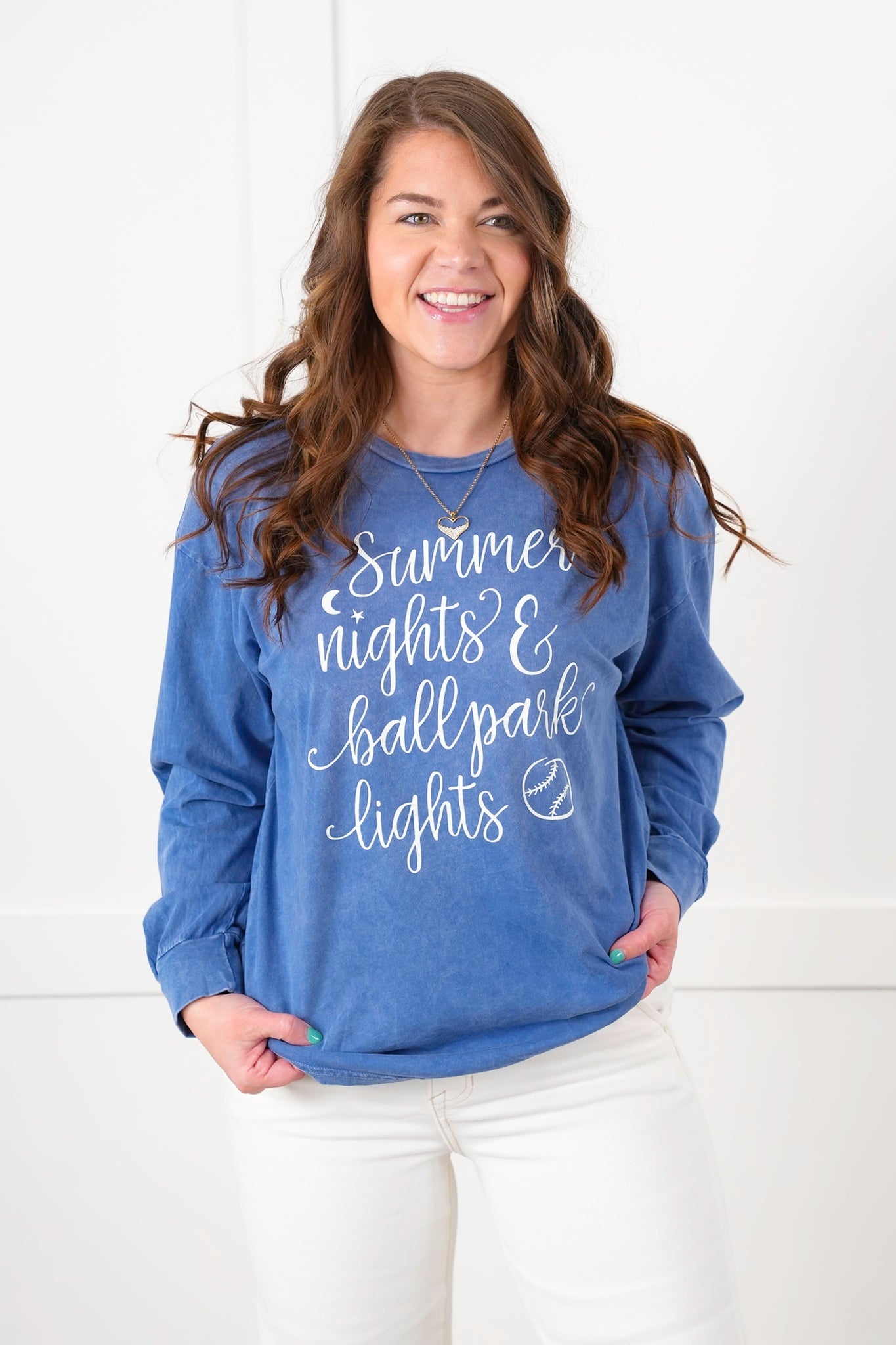 Long Sleeve "Summer Nights & Ballpark Lights" Graphic Tee