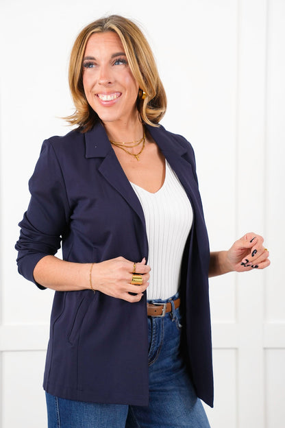 Long Sleeve Open Front Knit Blazer