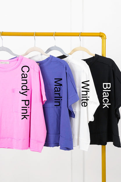 Door Buster! Zenana Oversized Exposed Seam Crop Box Tee