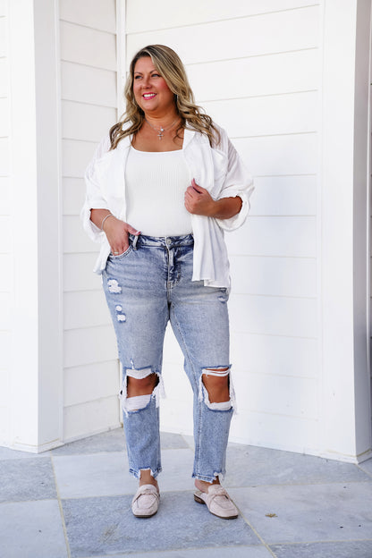 Lovervet Love at First Sight Mid Rise Acid Wash Cropped Straight Leg Jeans