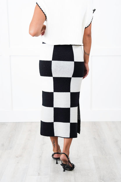 Restock! Plus/Reg Checkered Pencil Midi Sweater Skirt