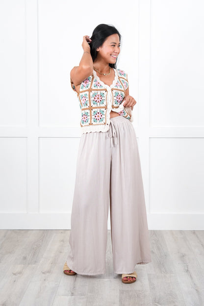 Elastic Waistband Wide Leg Pants with Pockets