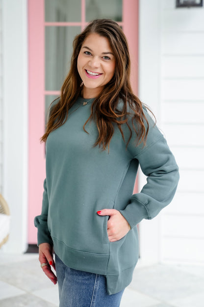 Door Buster! PLUS/REG Zenana Fleece Hi-Low Sweatshirts with Pocket