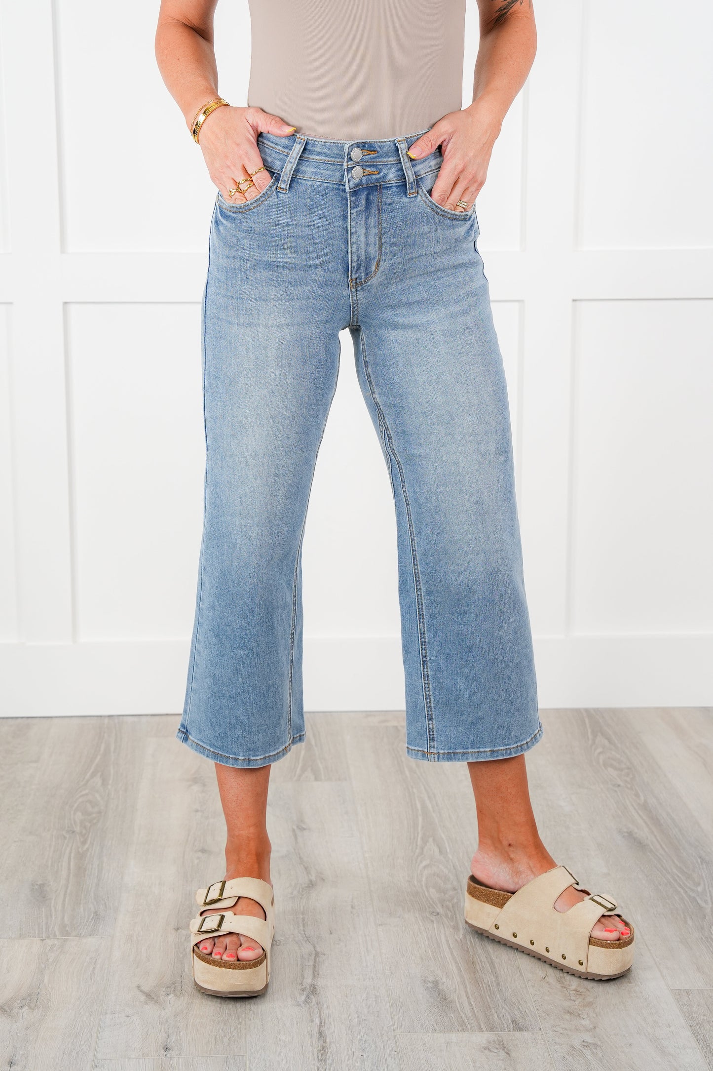 Judy Blue Double the Cool Cropped Wide Leg Jeans
