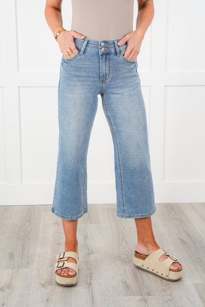 Judy Blue Double the Cool Cropped Wide Leg Jeans