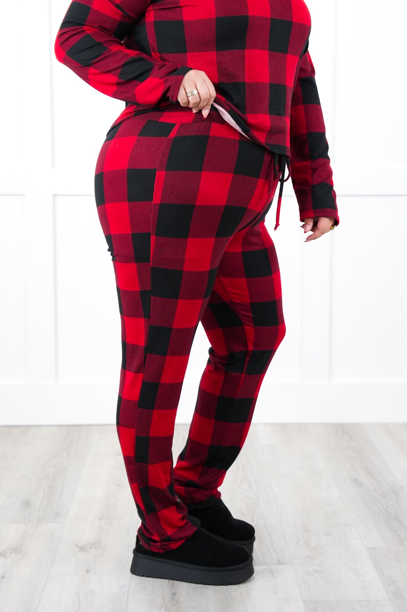 Plus/Reg Buffalo Plaid Elastic Waist Lounge Pants