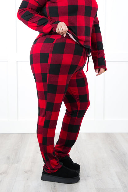 Plus/Reg Buffalo Plaid Elastic Waist Lounge Pants