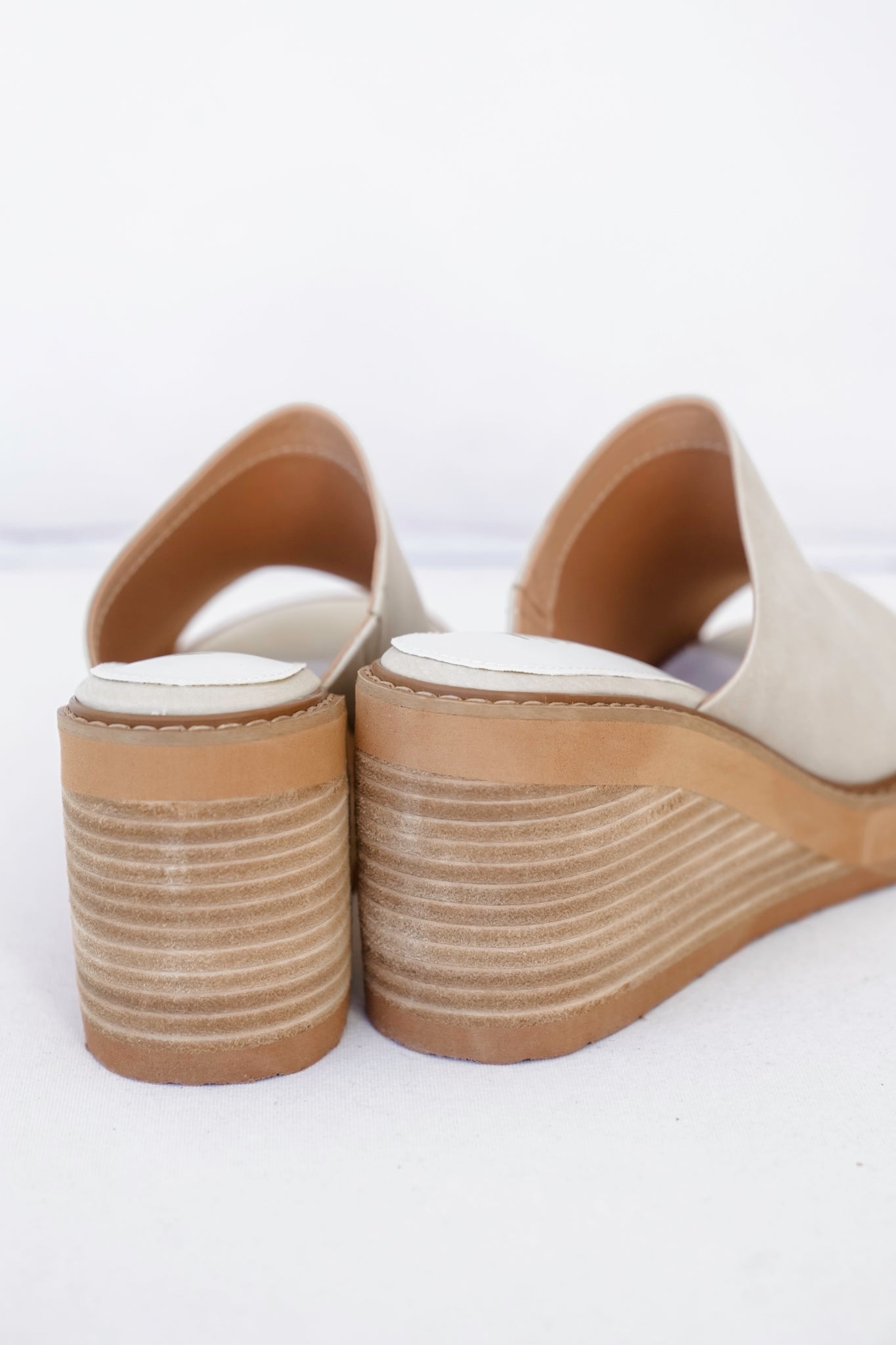 Chic Sandstone Wedge Heel Mule with Vegan Leather Upper