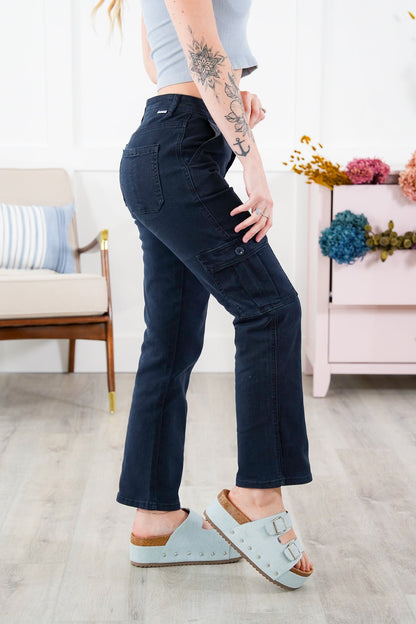 Risen High Rise Navy Cargo Pants