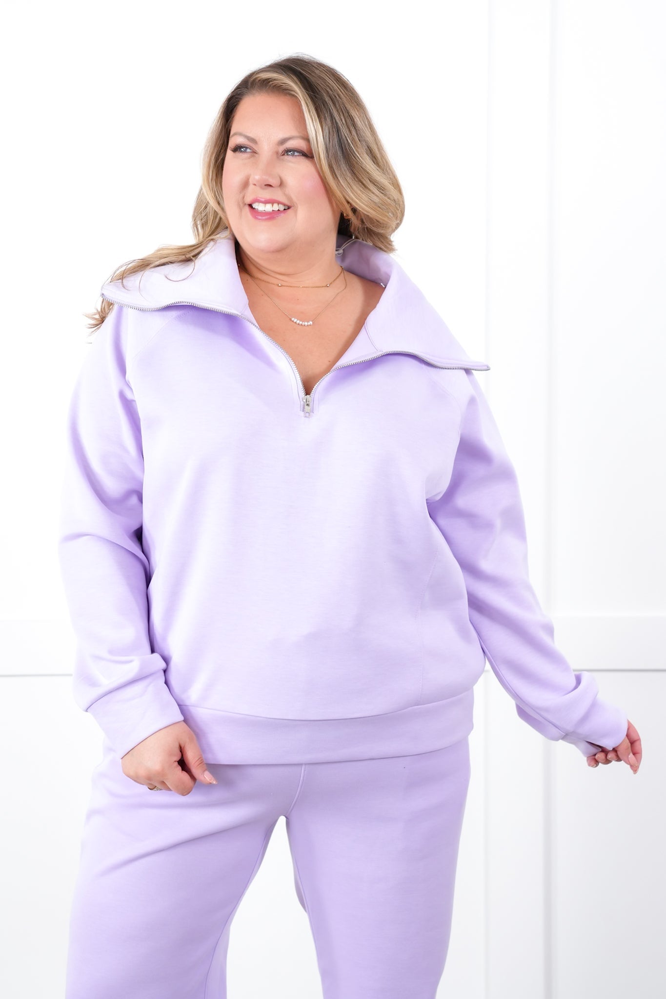 Door Buster! Plus/Reg Long Sleeve Half Zip Top with Elastic Waist Joggers Pant Set