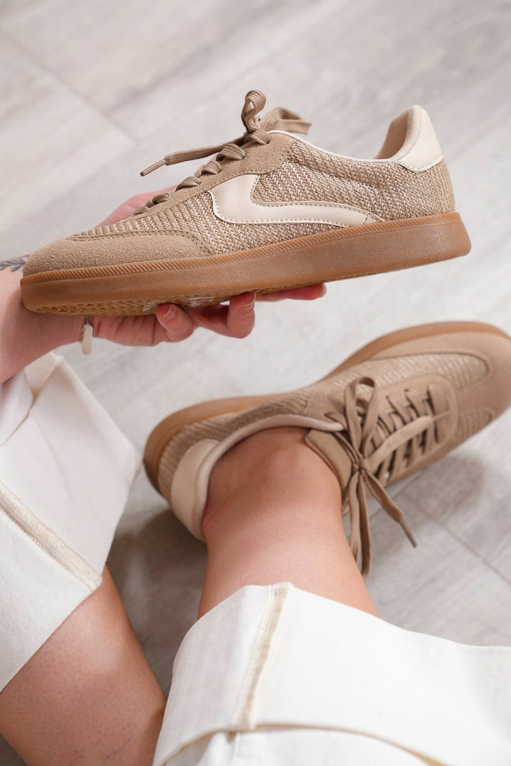 Raffia Lace Up Sneakers