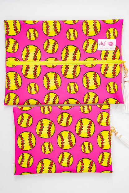 Makeup Junkie Bags Sports Fan Softball Pink