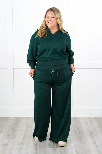 Plus/Reg Solid Soft Knit Elastic Waist Relaxed Pants with Side Pockets