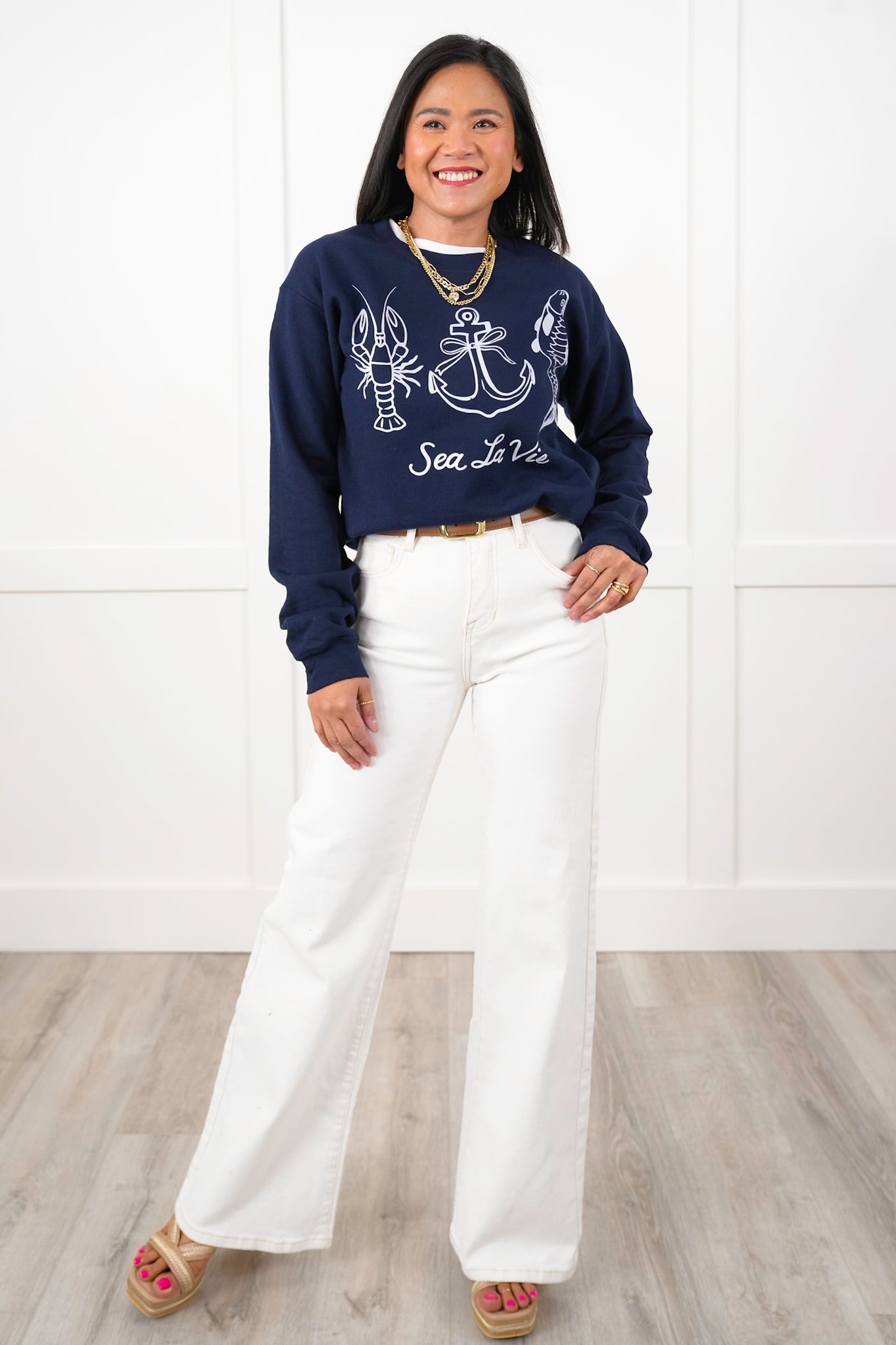 Plus/Reg Long Sleeve "Sea La Vie" Graphic Sweatshirt