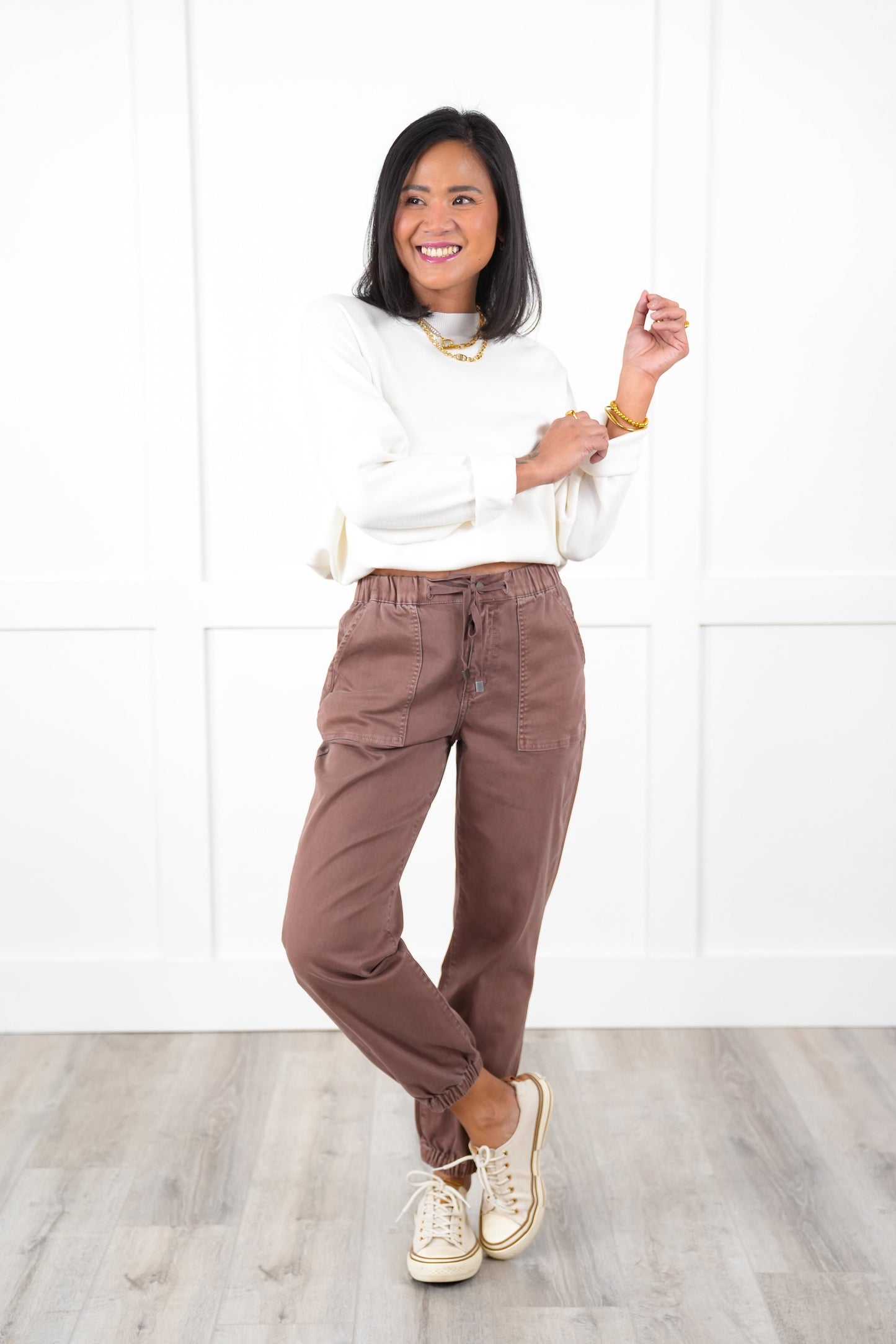 Mica High Rise Brown Cropped Jogger