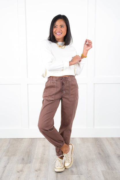 Mica High Rise Brown Cropped Jogger